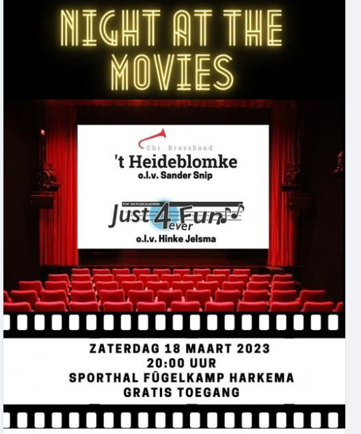 Optreden  'Night at the movies'  met Chr. Brassband 't Heideblomke